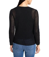 NIC + ZOE Open Mesh Knit Cocoon Open Front Long Sleeve Cardigan