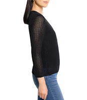 NIC + ZOE Open Mesh Knit Cocoon Open Front Long Sleeve Cardigan