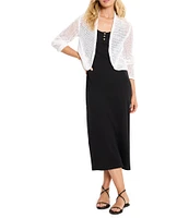 NIC + ZOE Open Mesh Knit Cocoon Open Front Long Sleeve Cardigan