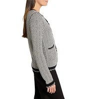 NIC + ZOE Opposites Attract Textured Knit Round Neck Long Sleeve Button Front Cardigan