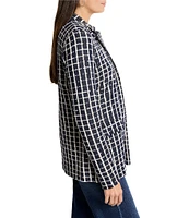 NIC + ZOE Painted Plaid Knit Notch Lapel Long Sleeve Boyfriend Blazer