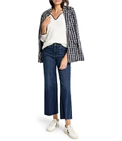 NIC + ZOE Painted Plaid Knit Notch Lapel Long Sleeve Boyfriend Blazer