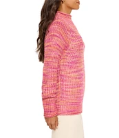 NIC + ZOE Party Mix Shaker Rib Stitch Knit Turtleneck Long Sleeve Sweater