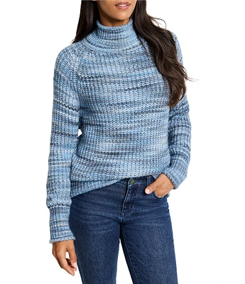 NIC + ZOE Party Mix Shaker Rib Stitch Knit Turtleneck Long Sleeve Sweater