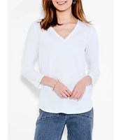 NIC + ZOE Perfect Knit V-Neck 3/4 Sleeve Tee Shirt