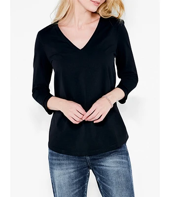 NIC + ZOE Perfect Knit V-Neck 3/4 Sleeve Tee Shirt