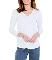 NIC + ZOE Perfect Knit V-Neck 3/4 Sleeve Tee Shirt