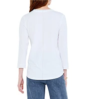 NIC + ZOE Perfect Knit V-Neck 3/4 Sleeve Tee Shirt
