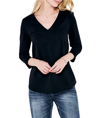 NIC + ZOE Perfect Knit V-Neck 3/4 Sleeve Tee Shirt
