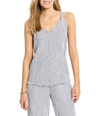 NIC + ZOE Pin Stripe Gauze V-Neck Sleeveless Coordinating Tank