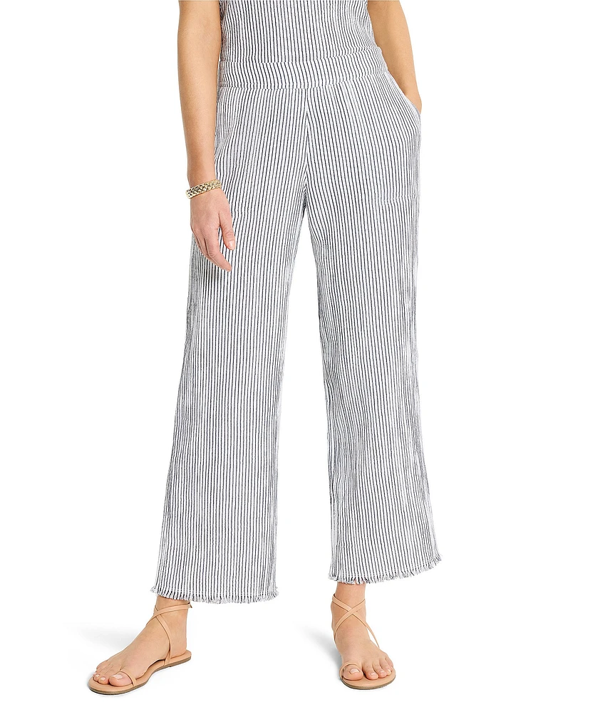 NIC + ZOE Pinstripe Gauze Wide Leg Ankle Coordinating Pants