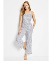 NIC + ZOE Pinstripe Gauze Wide Leg Ankle Coordinating Pants
