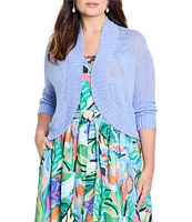 NIC + ZOE Plus Bolero Lightweight Knit Linen Blend Open Front 3/4 Sleeve Cardigan