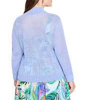 NIC + ZOE Plus Bolero Lightweight Knit Linen Blend Open Front 3/4 Sleeve Cardigan
