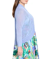NIC + ZOE Plus Bolero Lightweight Knit Linen Blend Open Front 3/4 Sleeve Cardigan
