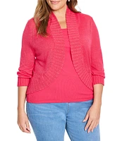 NIC + ZOE Plus Bolero Lightweight Knit Linen Blend Open Front 3/4 Sleeve Cardigan