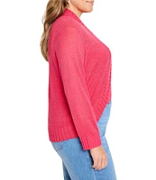 NIC + ZOE Plus Bolero Lightweight Knit Linen Blend Open Front 3/4 Sleeve Cardigan