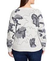 NIC + ZOE Plus Direction Drift Knit V-Neck Long Sleeve Sweater