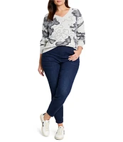 NIC + ZOE Plus Direction Drift Knit V-Neck Long Sleeve Sweater