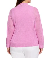 NIC + ZOE Plus Jersey Knit Ribbed Collar 3/4 Sleeve Bolero Cardigan