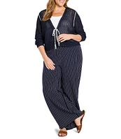 NIC + ZOE Plus Mesh V-Neck Long Sleeve Tie Cardigan