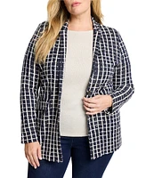 NIC + ZOE Plus Painted Plaid Notch Lapel Long Sleeve Boyfriend Blazer