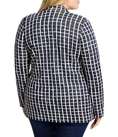 NIC + ZOE Plus Painted Plaid Notch Lapel Long Sleeve Boyfriend Blazer