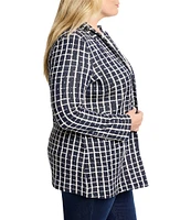 NIC + ZOE Plus Painted Plaid Notch Lapel Long Sleeve Boyfriend Blazer
