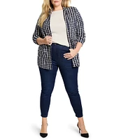 NIC + ZOE Plus Painted Plaid Notch Lapel Long Sleeve Boyfriend Blazer