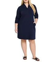 NIC + ZOE Plus Ruffled Up V-Neck Long Sleeve Dress