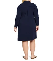 NIC + ZOE Plus Ruffled Up V-Neck Long Sleeve Dress