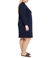 NIC + ZOE Plus Ruffled Up V-Neck Long Sleeve Dress