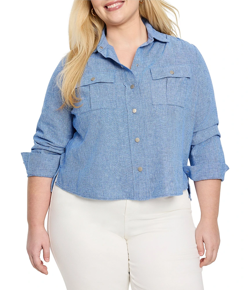 NIC + ZOE Plus Size All-Around Point Collar Long Sleeve Shirt Jacket