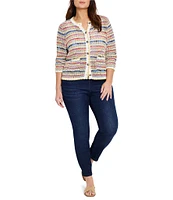 NIC + ZOE Plus Size Coastal Crochet Knit Round Neck Long Sleeve Cardigan