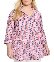 NIC + ZOE Plus Size Crinkle Geo Dot Collar Neck Bracelet Sleeve Shirt