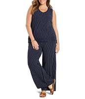 NIC + ZOE Plus Size Coordinating Destination Stripe Scoop Neck Sleeveless Tank