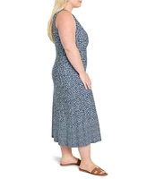 NIC + ZOE Plus Size Ella Costal Geo Print V-Neck Sleeveless Fit-And-Flare Maxi Dress