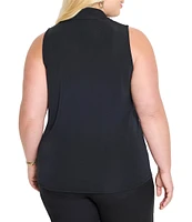NIC + ZOE Plus Size Knit Crepe Ruffle Neck Sleeveless Tank