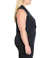 NIC + ZOE Plus Size Knit Crepe Ruffle Neck Sleeveless Tank