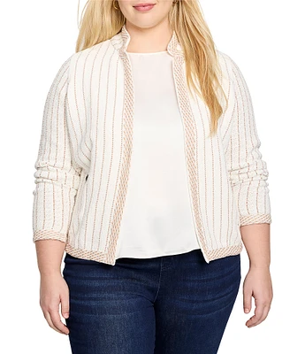 NIC + ZOE Plus Size Knit Pinstripe Notch Collar Long Sleeve Jacket