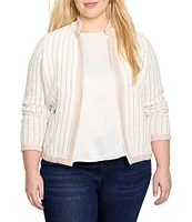 NIC + ZOE Plus Size Knit Pinstripe Notch Collar Long Sleeve Jacket