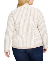 NIC + ZOE Plus Size Knit Pinstripe Notch Collar Long Sleeve Jacket