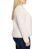 NIC + ZOE Plus Size Knit Pinstripe Notch Collar Long Sleeve Jacket