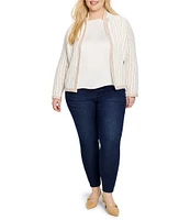 NIC + ZOE Plus Size Knit Pinstripe Notch Collar Long Sleeve Jacket
