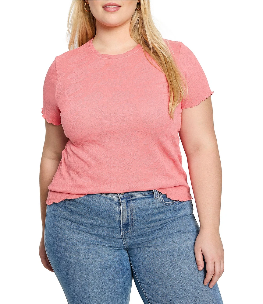 NIC + ZOE Plus Size Lace Knit Round Neck Short Sleeve T-Shirt