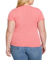 NIC + ZOE Plus Size Lace Knit Round Neck Short Sleeve T-Shirt