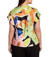 Nic + Zoe Plus Size Mega Blooms V-Neck Flutter Sleeve Top