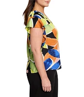 Nic + Zoe Plus Size Mega Blooms V-Neck Flutter Sleeve Top