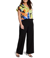 Nic + Zoe Plus Size Mega Blooms V-Neck Flutter Sleeve Top