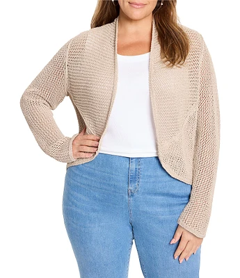 NIC + ZOE Plus Size Mesh Cocoon Open Front Long Sleeve Cardigan